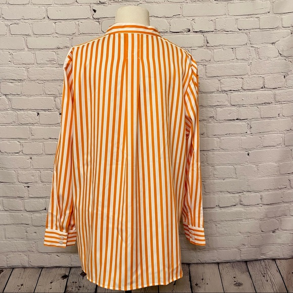 Linea by Louis Dell’Olio Stand Collar Striped Shirt w/ Back Box Pleat 12 New - Picture 2 of 2